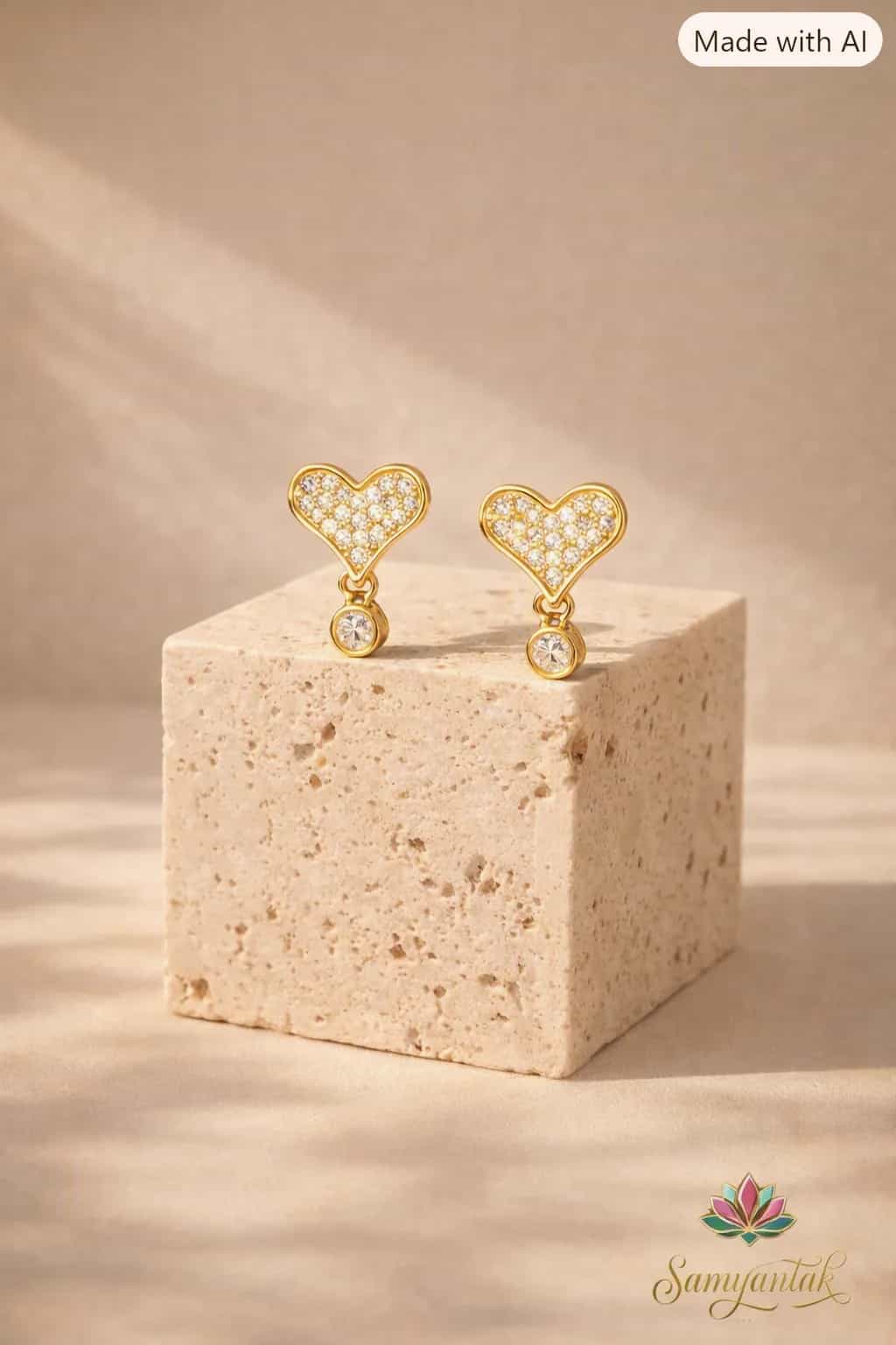 Heart Crystal Drop Earrings