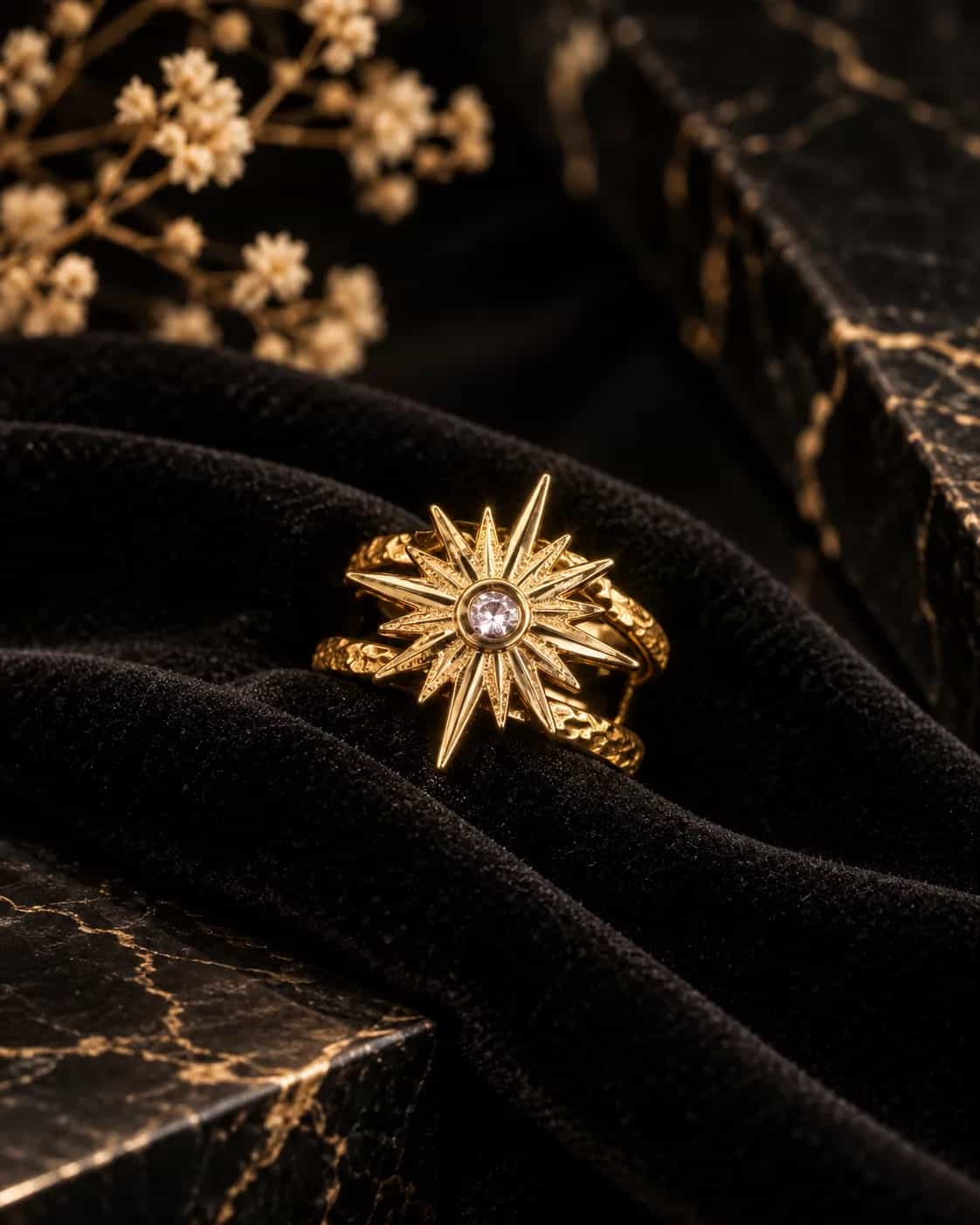Celestial Sunburst Statement Ring