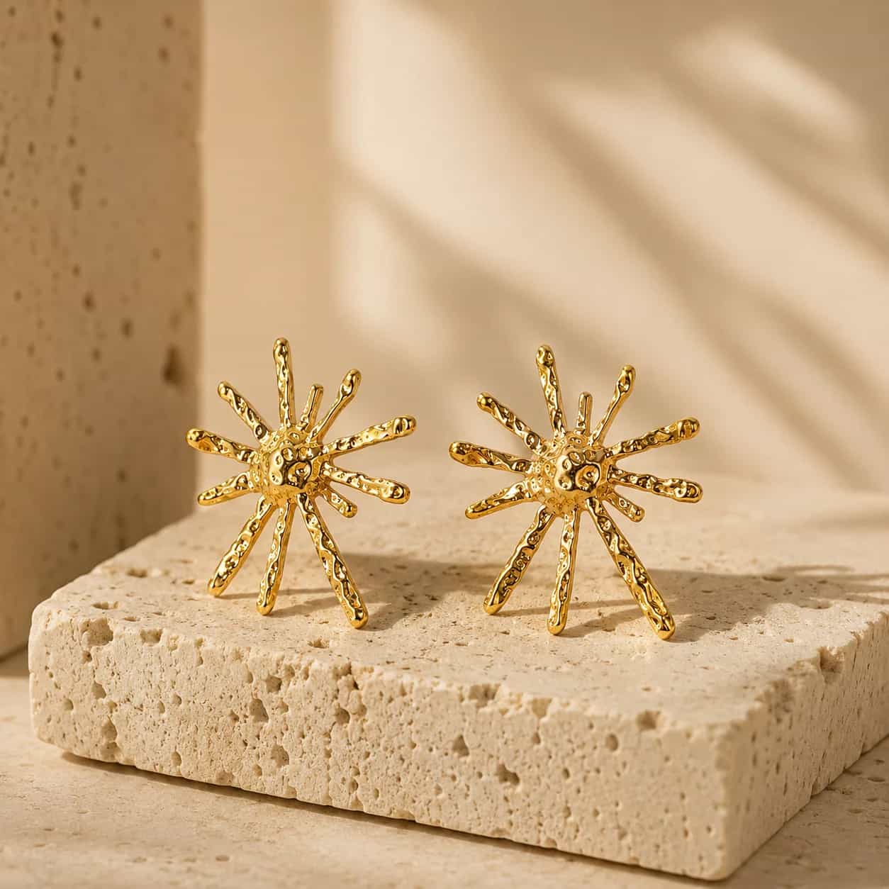 Gold Sunburst Statement Earrings