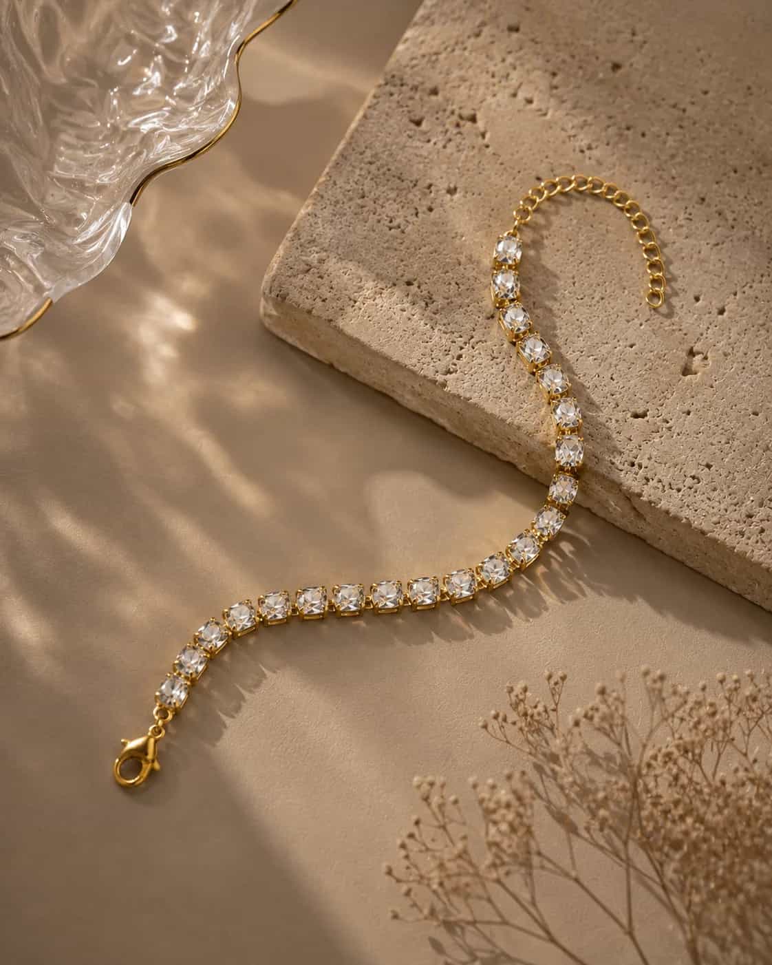 Square Crystal Tennis Bracelet