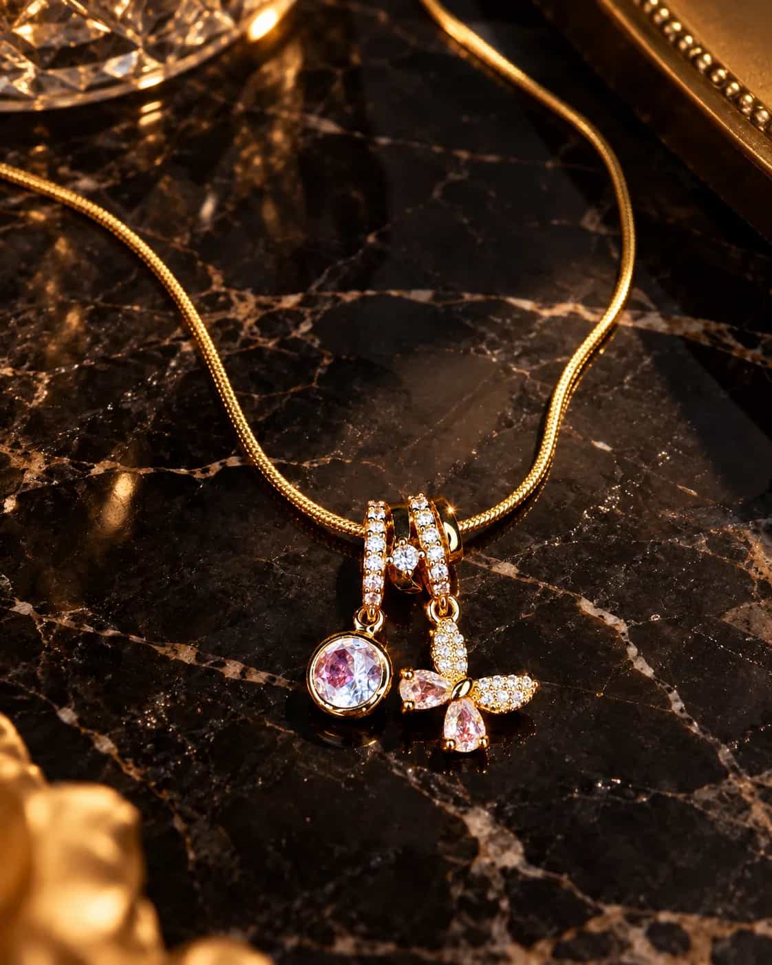 Blush Crystal Bloom Pendant Necklace