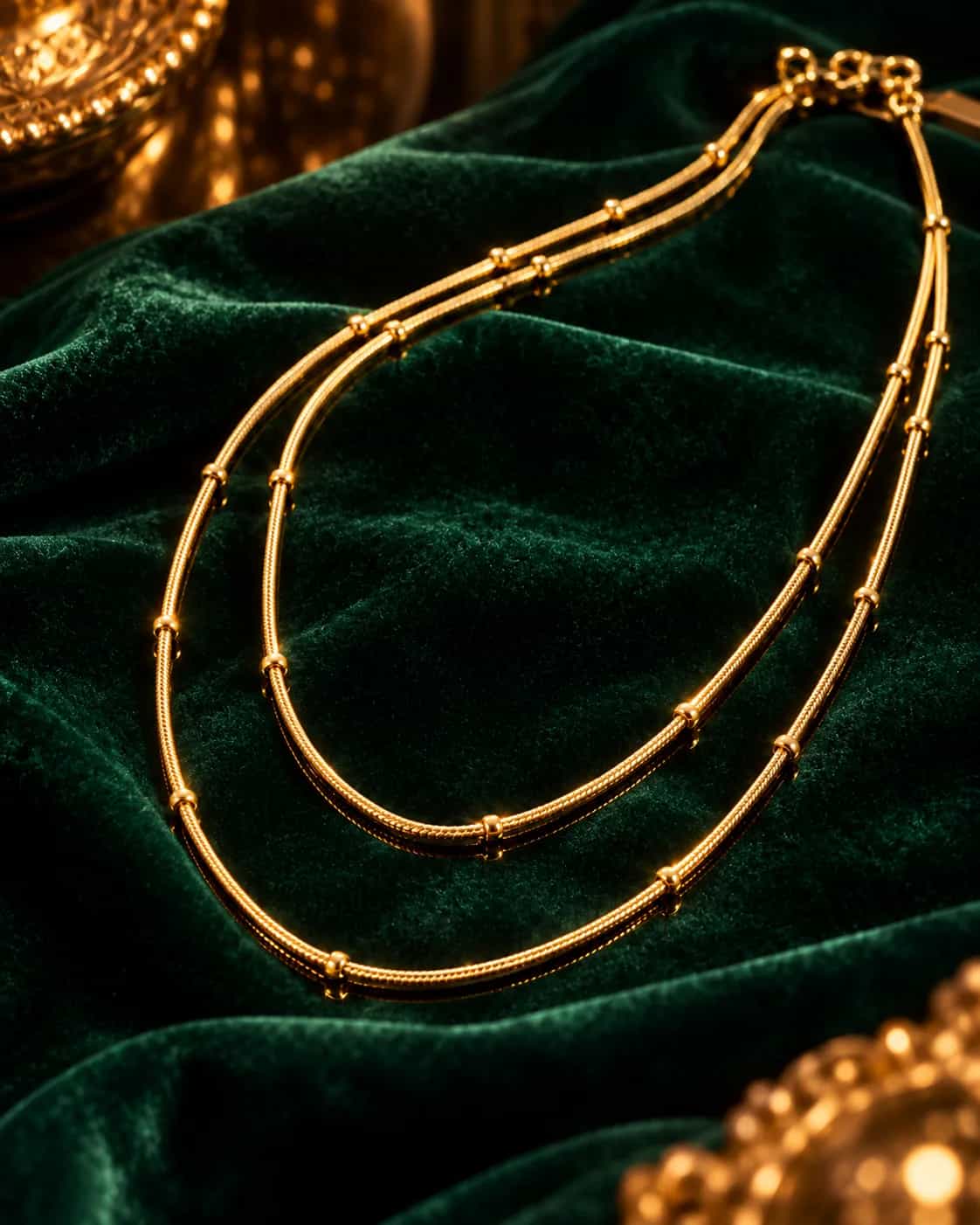 Golden Double-Layer Beaded Chain