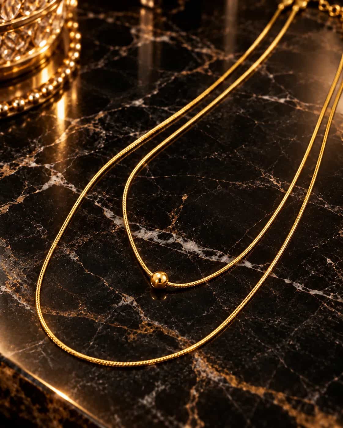 Gold Minimal Ball Pendant Necklace