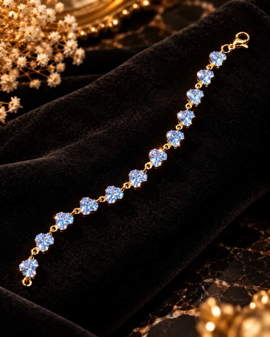 Silver Heart Crystal Bracelet