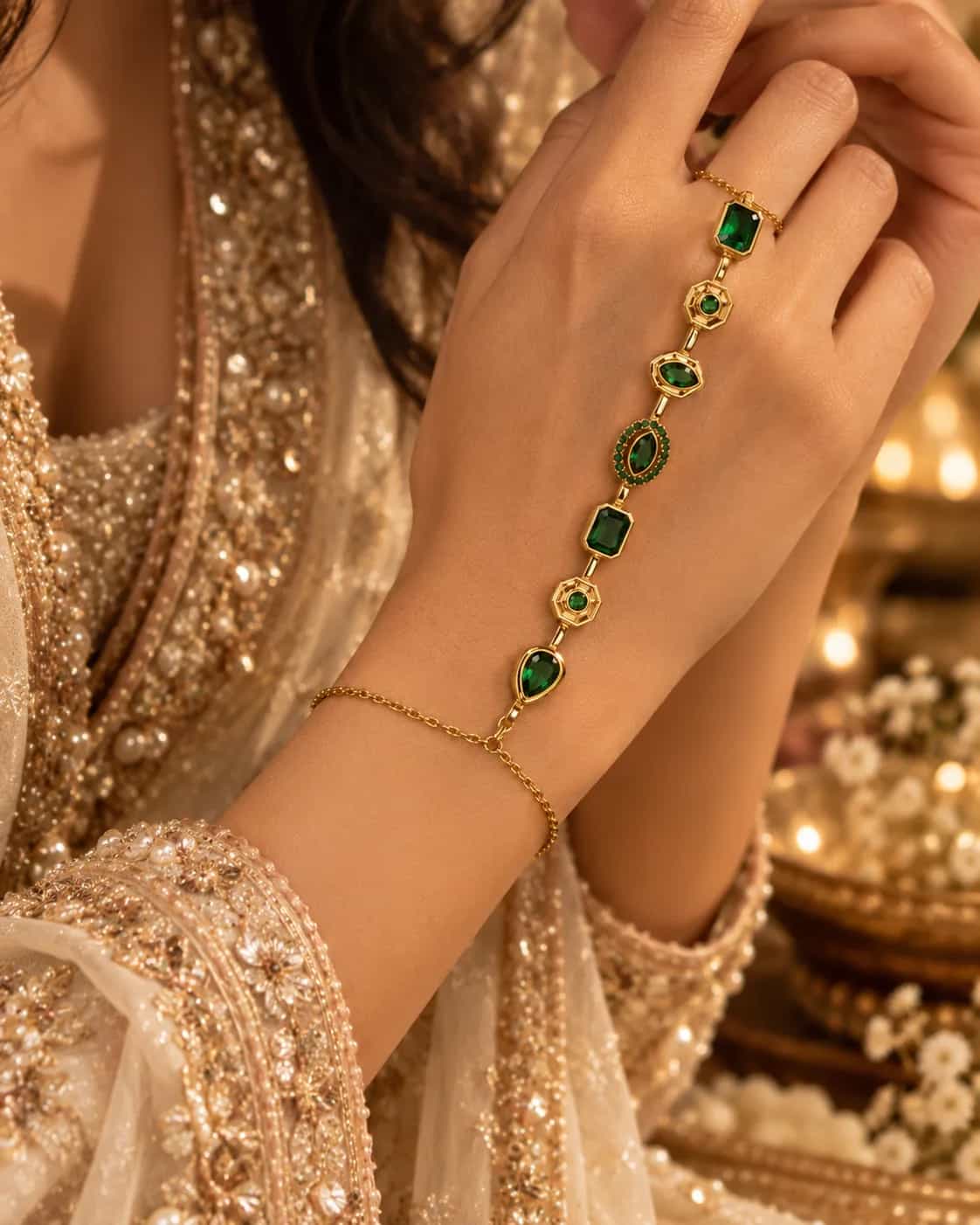 Emerald Green Stone Hath Phool