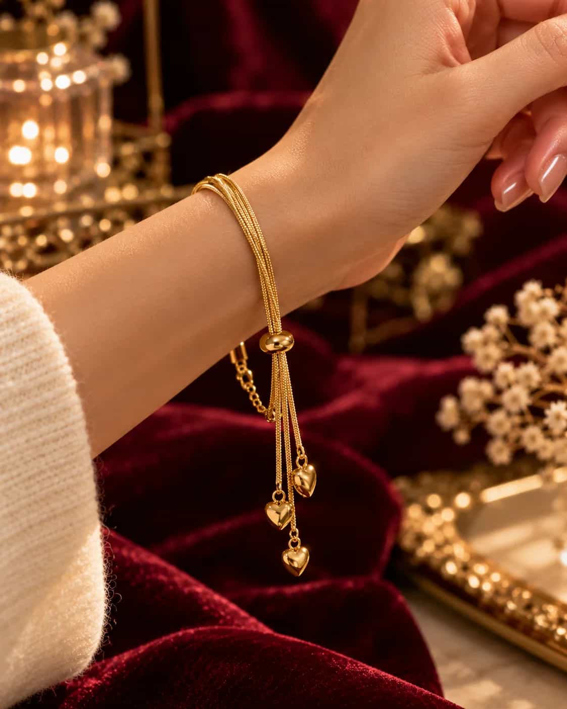 Golden Heart Tassel Bracelet
