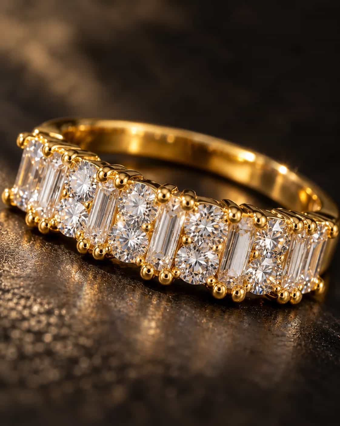 Baguette & Round Crystal Eternity Ring