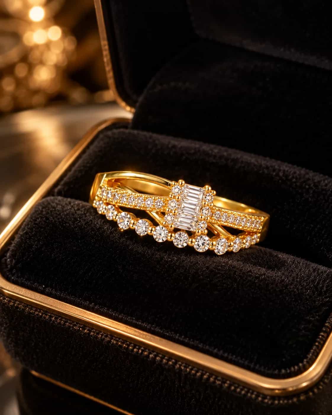 Crystal crown Band Statement Ring