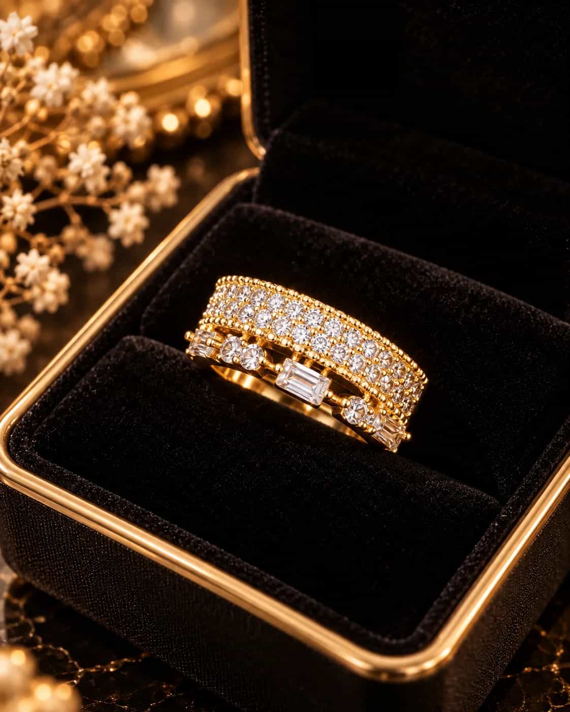 Golden Crystal Luxe Ring